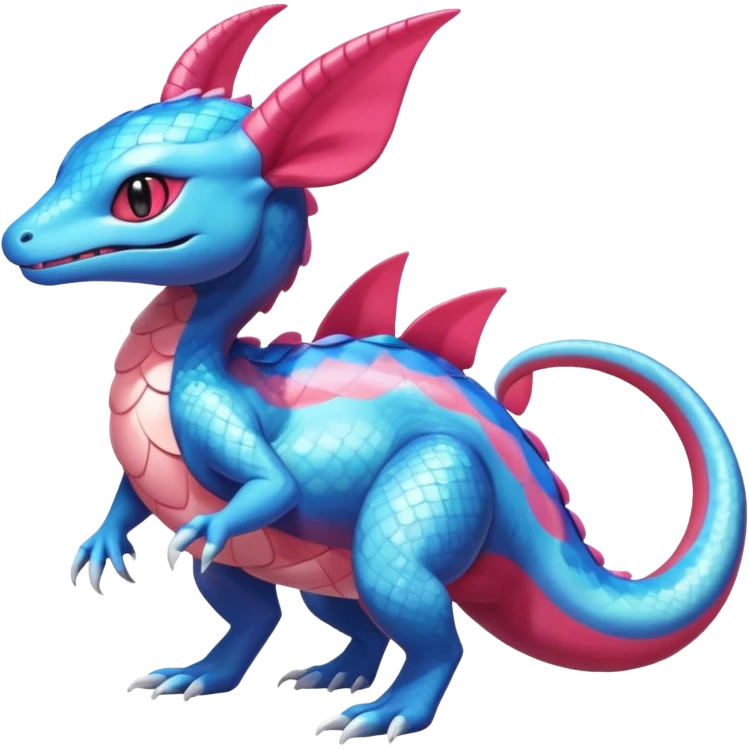 Shiny Horned Salamence-Salandit-Sylveon-Amaura-Fakémon-hybrid-creature (full body)  emoji
