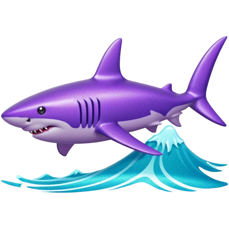 purple glitter shark on a cyan wave emoji