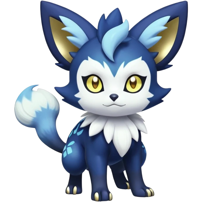 Shiny mExotic Colorfulj Excessive Mysterious Gothic Meowstic-Zorua-Noibat-Pokémon-Fakémon-hybrid-creature (full body) with pattern-markings with golden eyes emoji