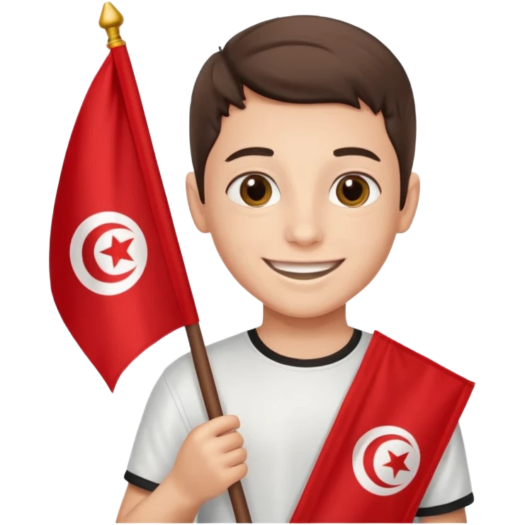 a boy holding tunisia flag emoji