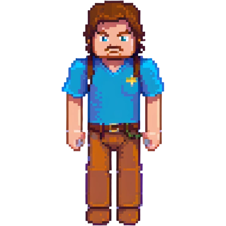 Jack Black as Minecraft Steve, blocky character with brown hair, blue shirt, and purple pants emoji