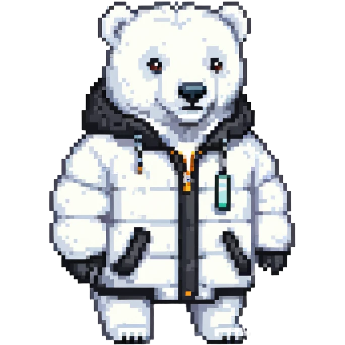 polar bear wearing a white puffer jacket emoji