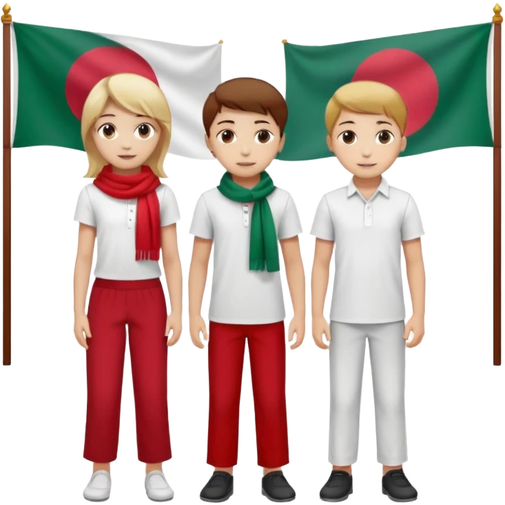 ১৬ডিসেম্বর উপলক্ষে শুভেচ্ছা । A banner is standing with a boy on one side and a girl on the other. emoji