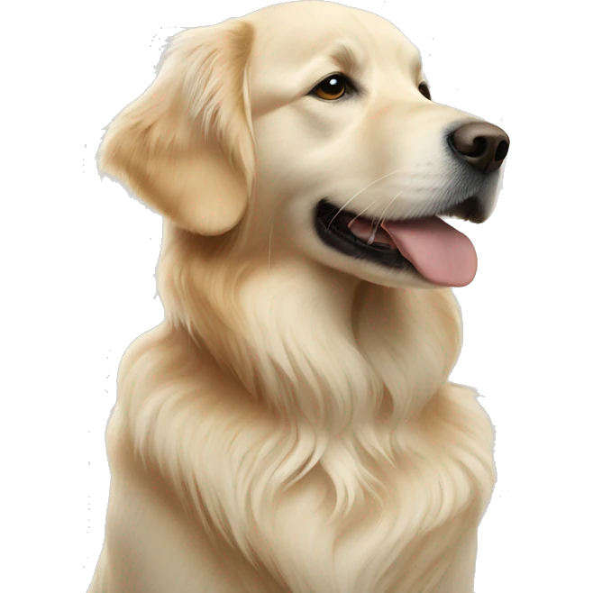 one white golden retriever and one golden retriever emoji