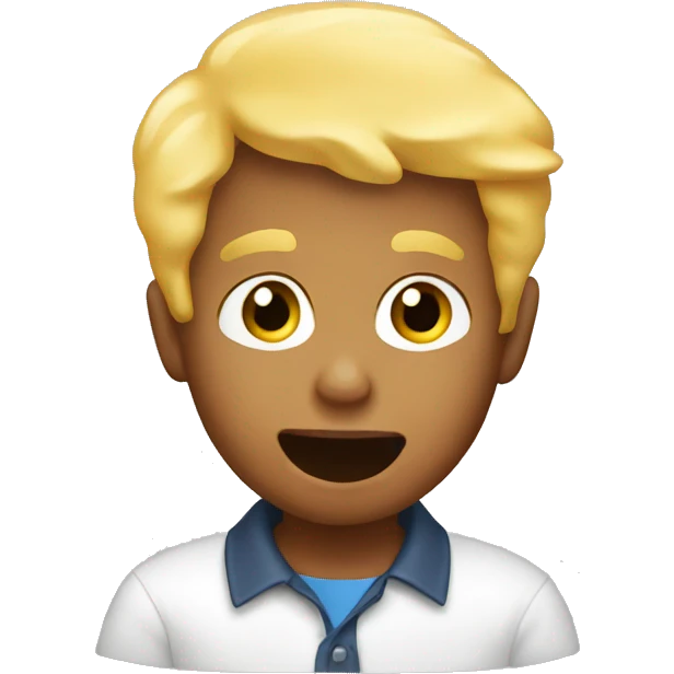 Boy with blonde hair eating chicken nugget  emoji