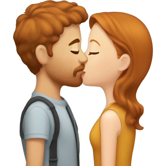 Brown hair girl kissing ginger guy emoji