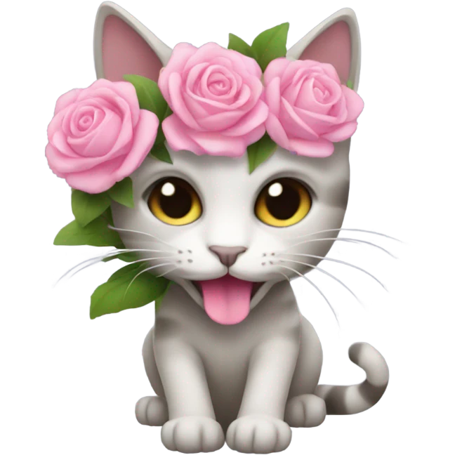 Cat giving pink flowers emoji