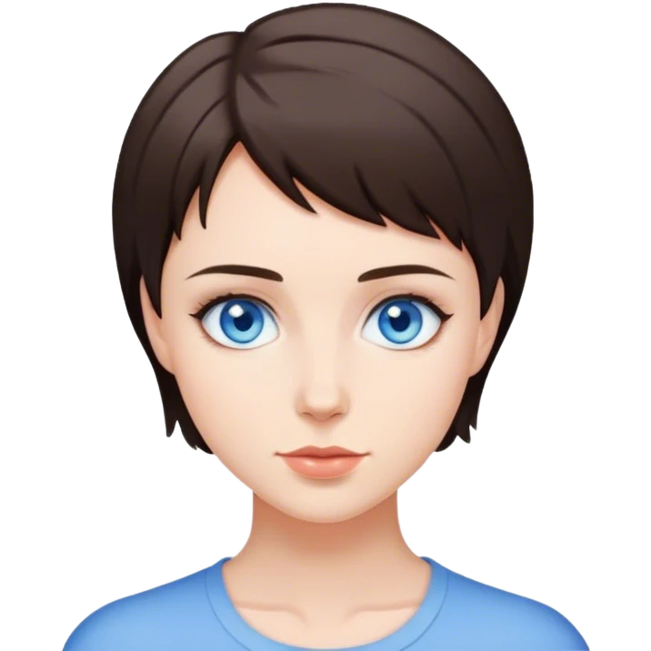 Brunette with blue eyes and short hair emoji