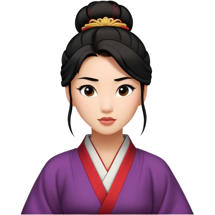 Cinematic Realistic Timeless Mulan Portrait, featuring a serene and confident Mulan with intricately detailed, natural light skin and precisely styled dark hair in a traditional bun. Her expression is calm and assured, and her simple, traditional robe is rendered with realistic textures and delicate, natural folds that catch the light beautifully. The portrait is illuminated by soft, ambient light that creates a natural, radiant finish and subtle glowing outline, perfectly capturing her enduring beauty and quiet strength in a timeless, realistic manner. emoji