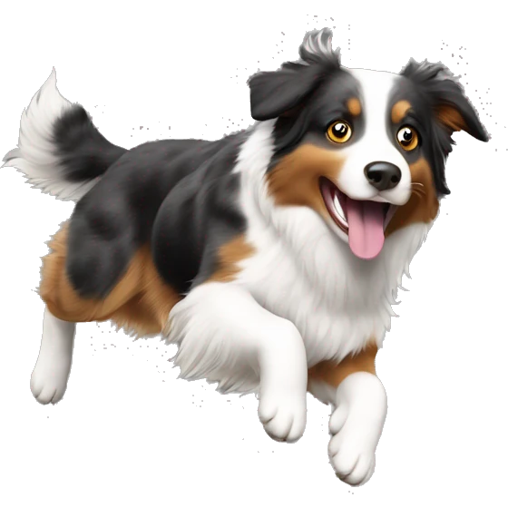 Australian shepherd jumping over anvil emoji
