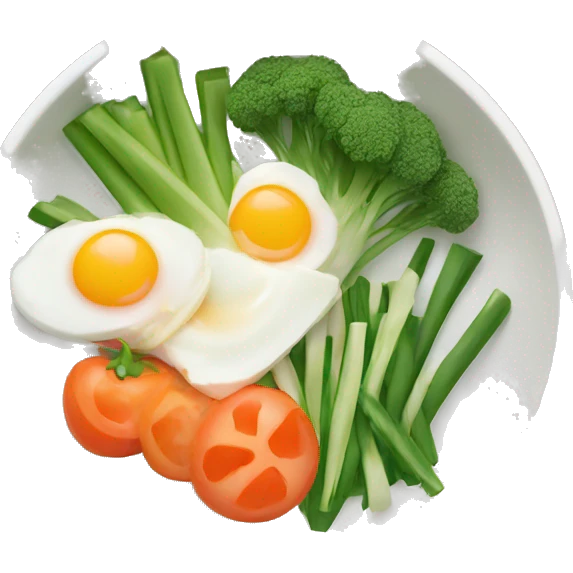 Bowl with sliced vegetables and egg emoji