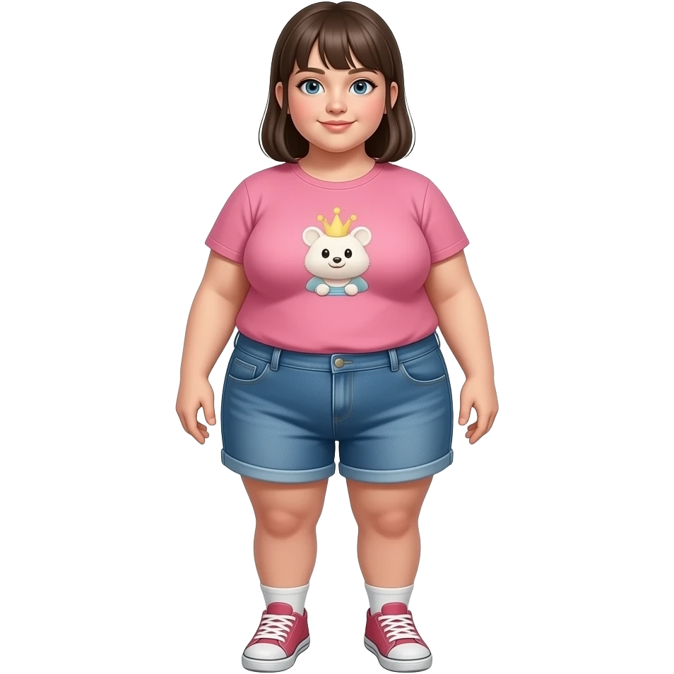 Giant girl with bigger female chest, full body emoji