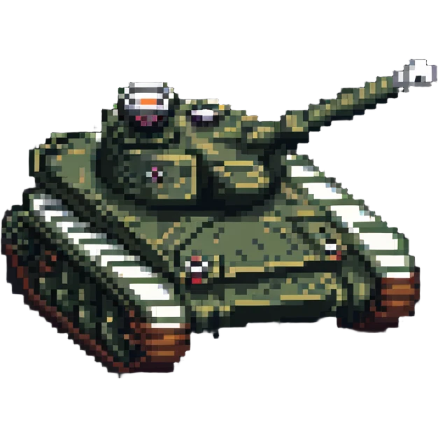 8-bit military tank with treads and cannon emoji