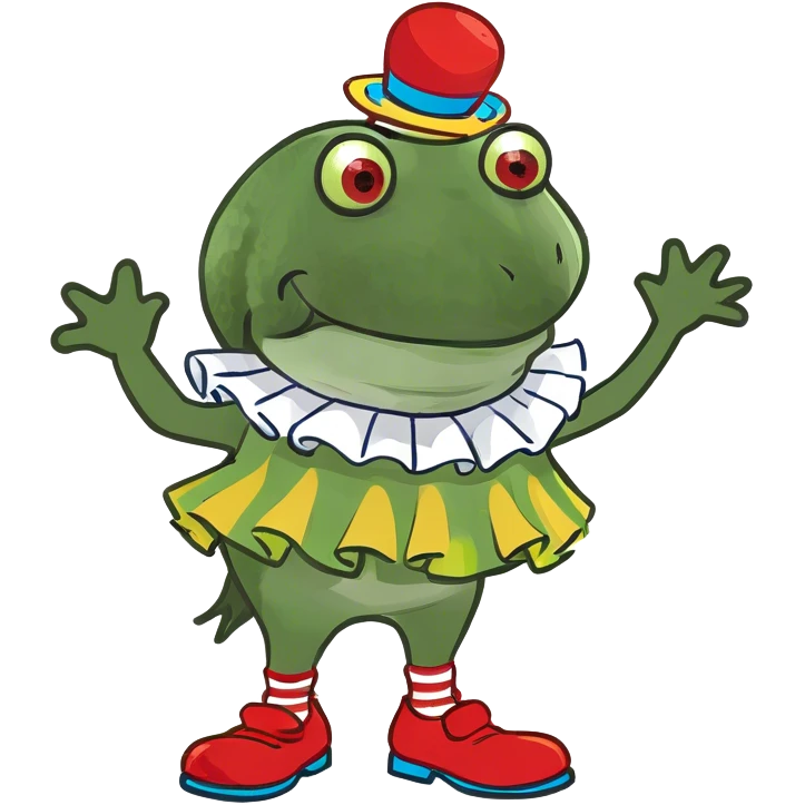 green frog dressed as a clown emoji