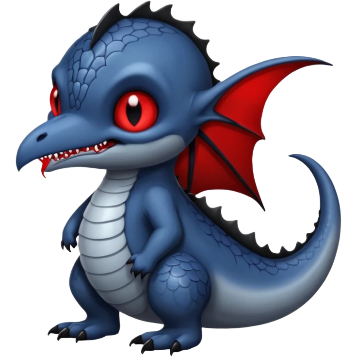midnight blue-gray-black, with red markings, white belly, scaley vampiric batty bat-Bastet-Noibat-Lykoi-Gatomon-Digimon-Fakémon-Pokémon-creature (full body) emoji