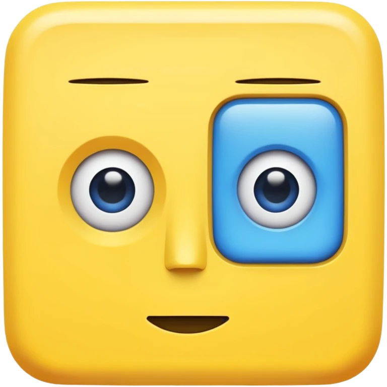 square with yellow body and square blue face square eyes and square mouth emoji