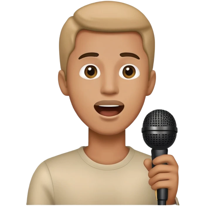 Man holding a microphone, singing or speaking emoji