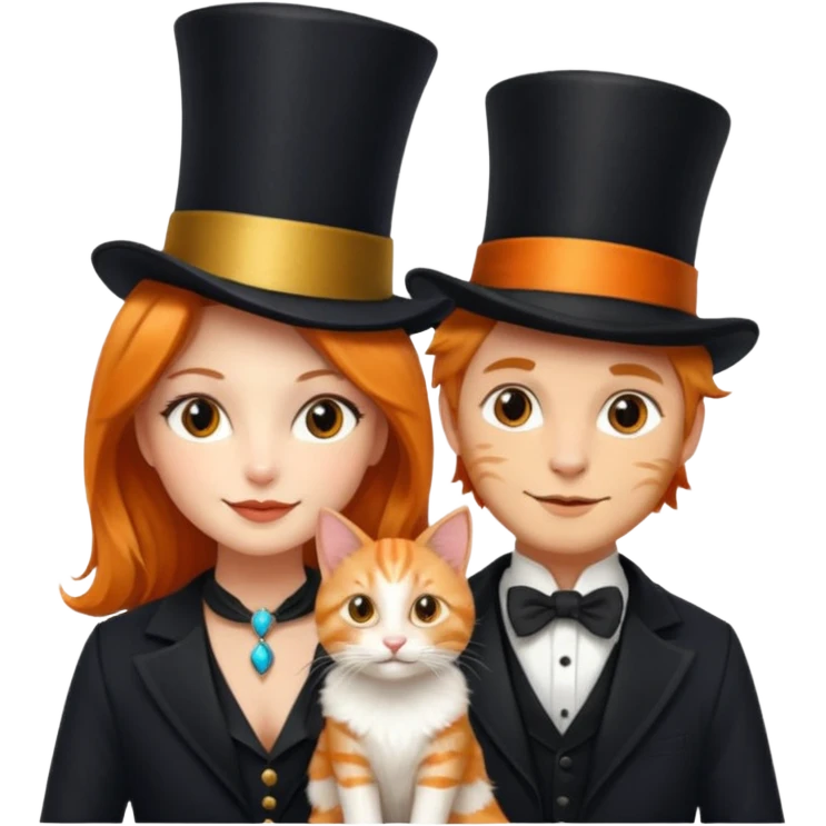 magician couple and their pet cat emoji