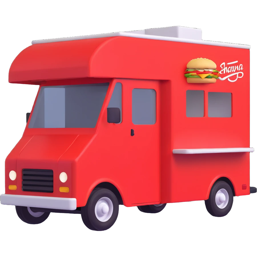 generate me a 3D red truck shawarma food truck emoji