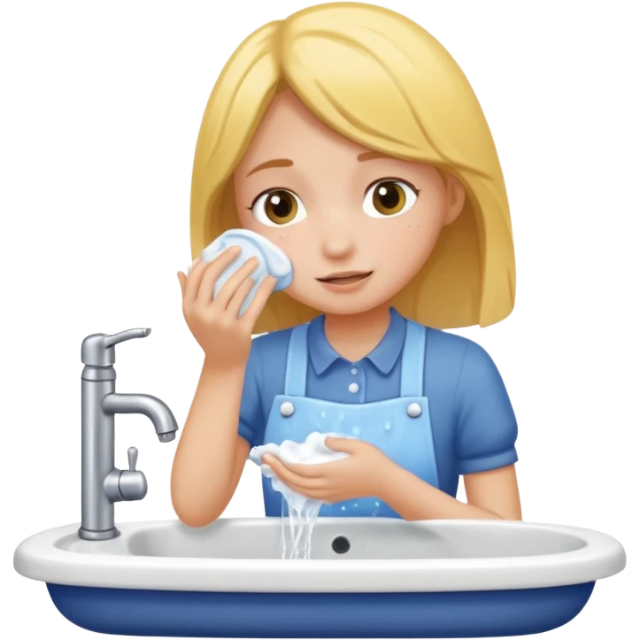 una chica lavandose la cara en el lava manos  emoji