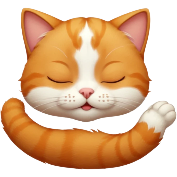 ginger and white small cat in funny positions upside down with eyes closed emoji