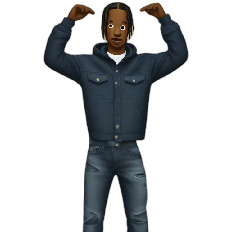 Travis scott qui soulève une pancarte sur laquElle il ya écrit “ok le boss” emoji