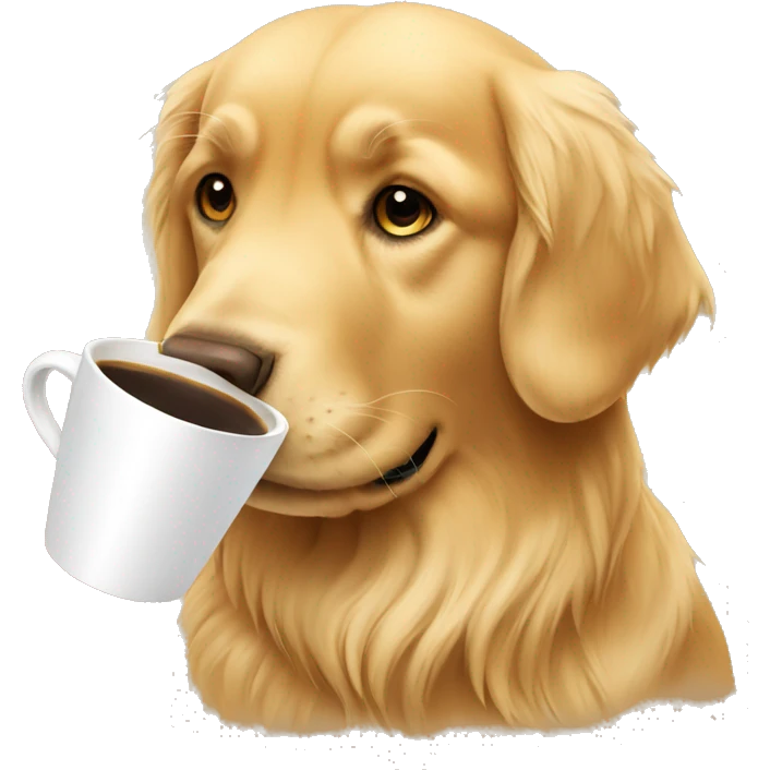 Golden retriever drinking coffee  emoji