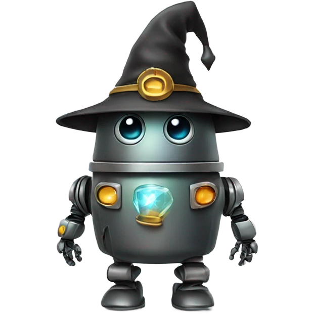 cute robot in a wizard's hat emoji
