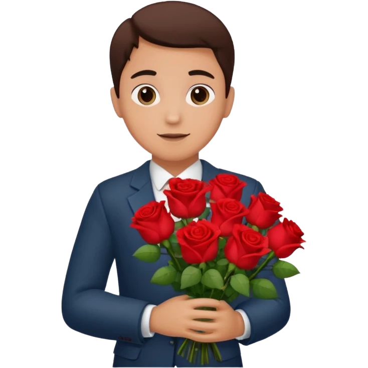 roses boquet in one hand held boquet emoji