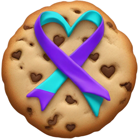 Cookie heart with purple teal awareness ribbon loop emoji