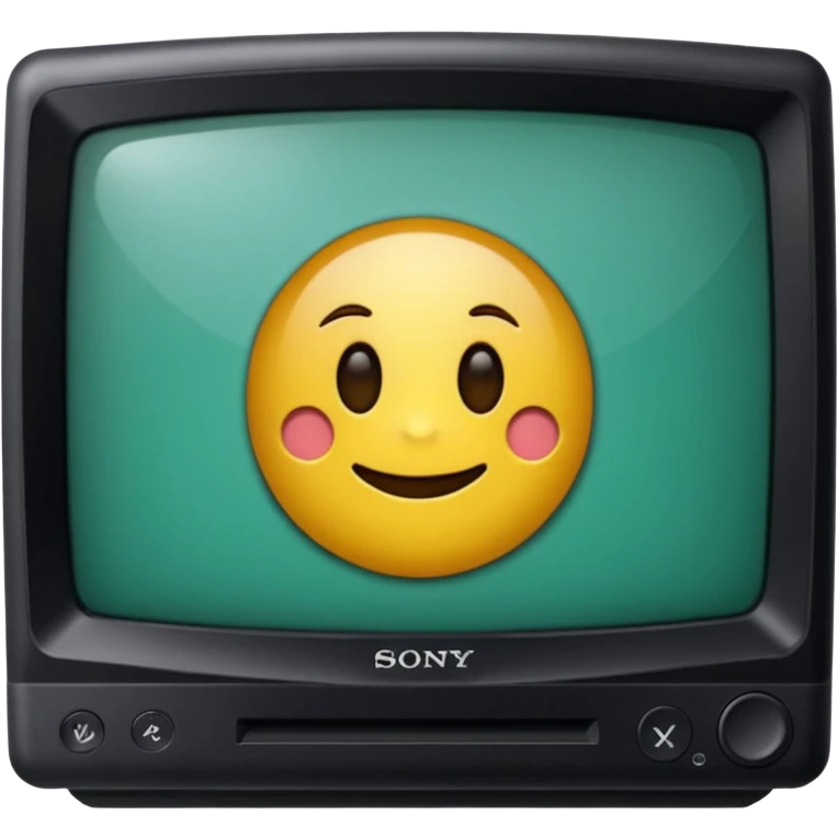 старый черный телевизор Sony с ярко зеленым пиксельным экраном emoji