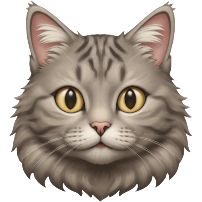 A high-resolution photo-realistic digital illustration of a solid grey tabby cat, chest upward emoji