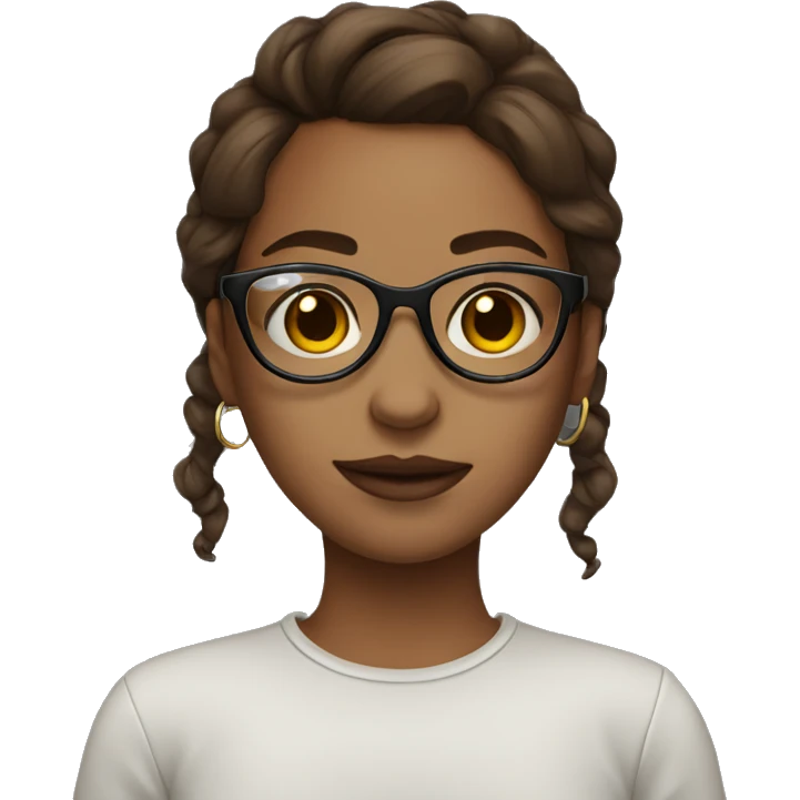 girl with brown hair, glasses and a septum ring emoji