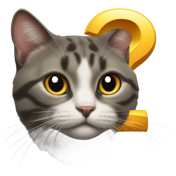 A cat with a question Mark on its head emoji