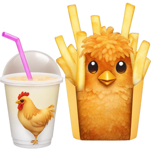 Chicken and fries with bubble tea emoji