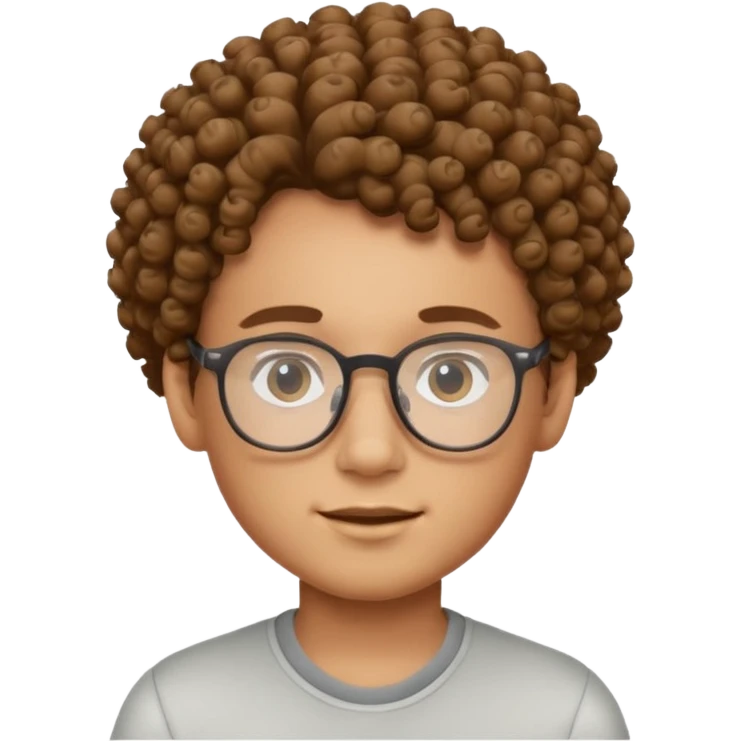 boy with curly hairs wearing a glasses  emoji
