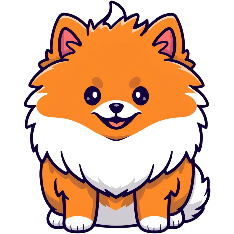 cute Pomeranian spitz dog with fluffy fur and happy expression emoji