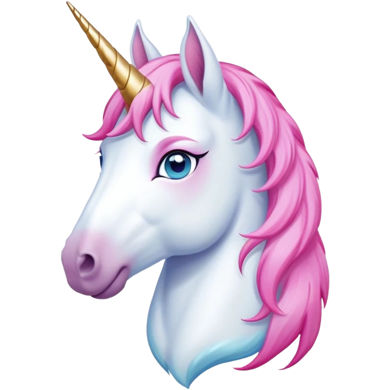 head of an anthropomorphised female unicorn horse, relaxed pose emoji