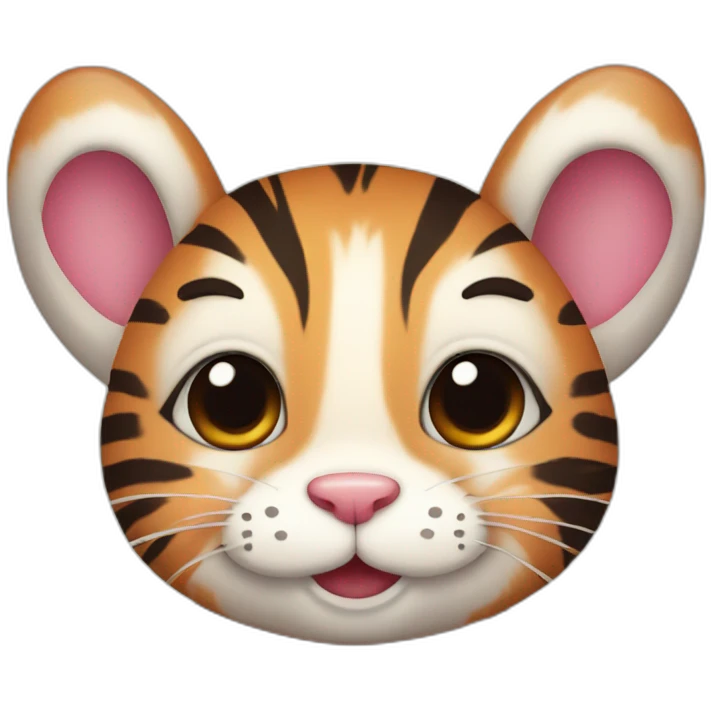 cute bunny with tiger stripes and a bear face emoji