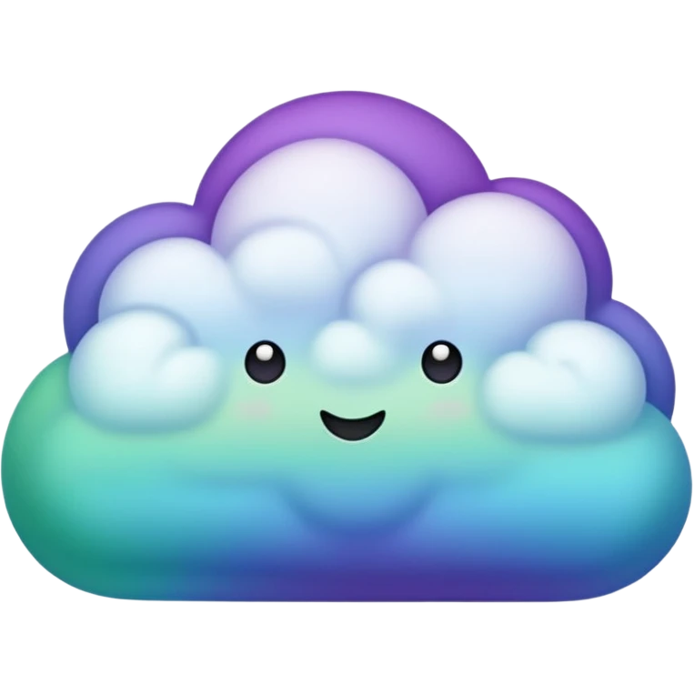purple and green and blue gradient fluffy cloud emoji