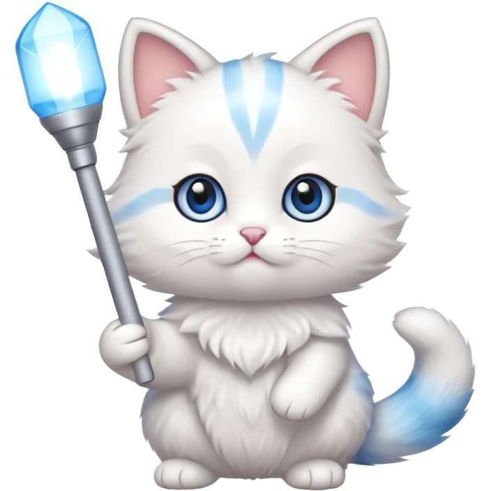 chibi cute cat holding a light stick emoji