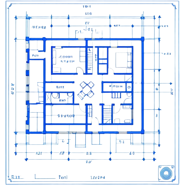blueprint plan with architectural lines and symbols emoji