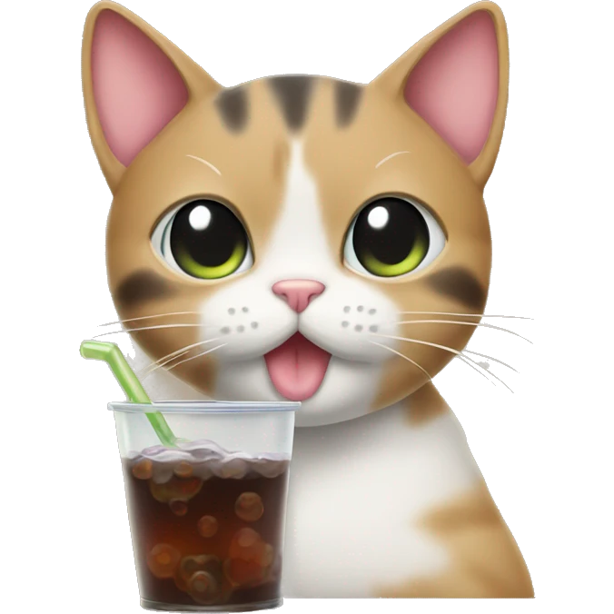 A cat drinking boba emoji