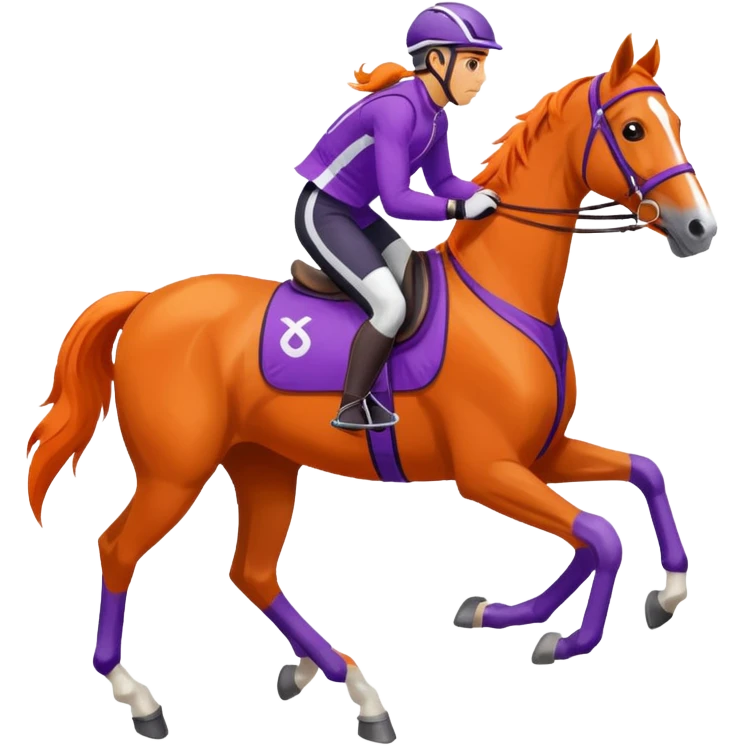 ok créée moi une emoticone simple pour une athletes d'endurance ( horse ) et un pour un endurance Horse - couleur dans ces tons violet et orange et blanc emoji