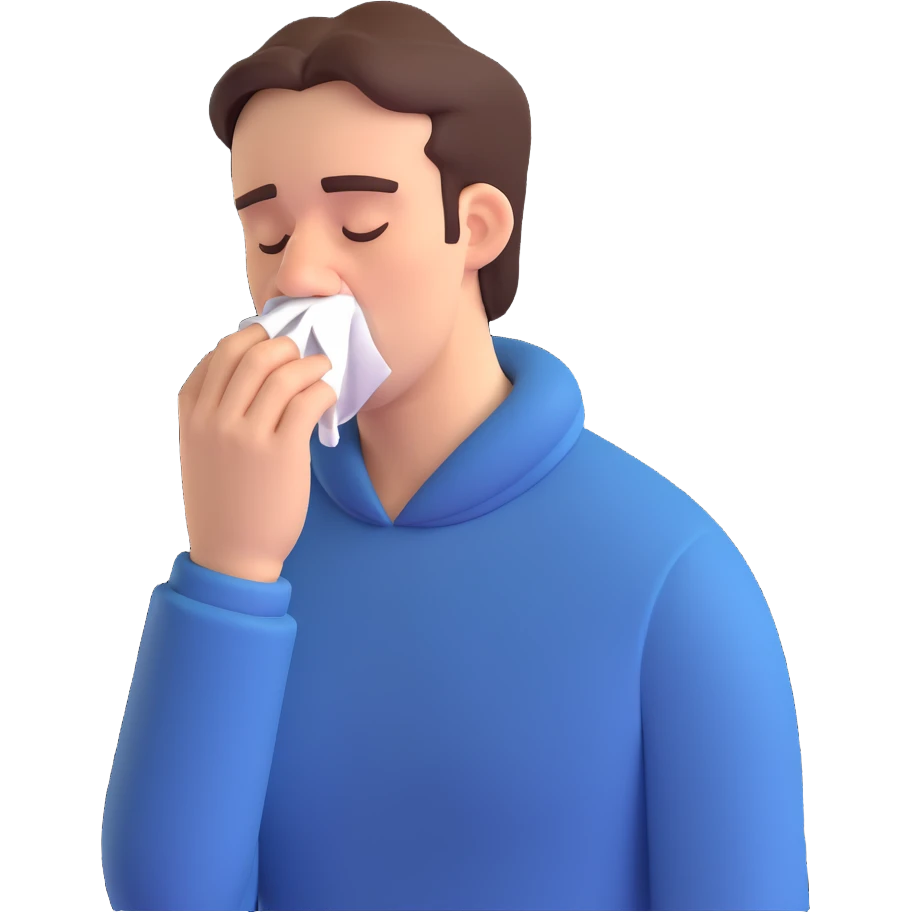 sneezing man under the rain emoji