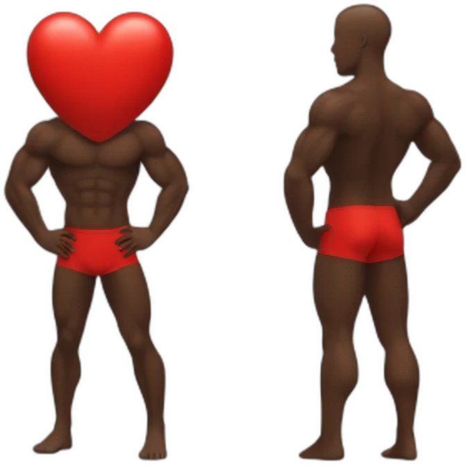 strong body silhouette with red hart emoji