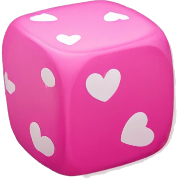 Pink dice with hearts emoji