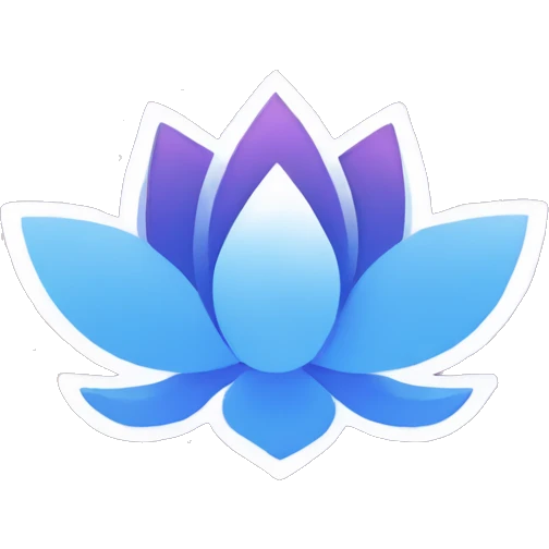 Lotus of cryptocurrency in blue, white and  violet colors emoji