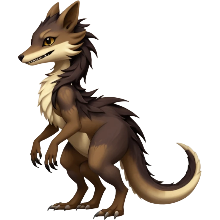 Brown and beige badass elegant wild beautiful natural cute badass epic exotic anthro modern furry 2-legged sergal-vernid-creature, full body, dark-brown-black-gradient pretty hair, with a long tufted tail, aesthetic, art by LiLaiRa, art by art by Falvie emoji