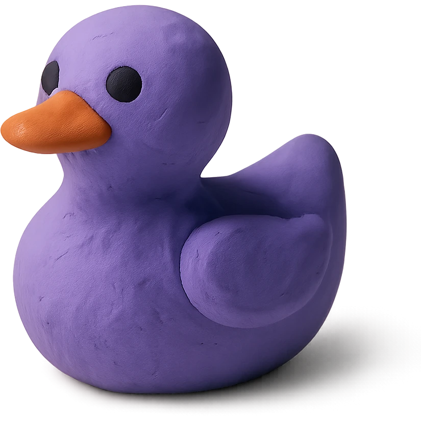 purple duck in claymation style emoji